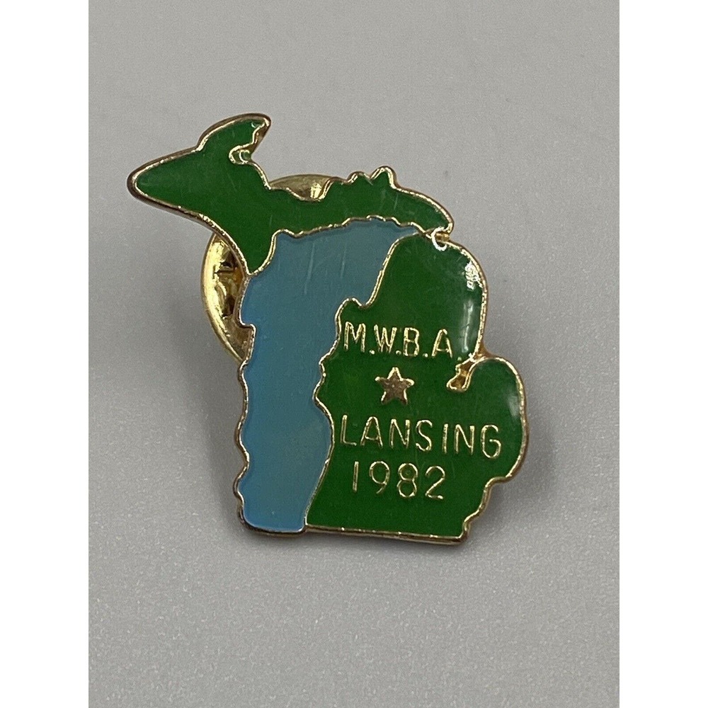 Vintage 1982 Lansing MWBA Pin Michigan Womens Bowling Association Lapel‎ Hat